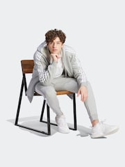 adidas Light Grey Essentials Fleece 3-Stripes Zip Up Hoodie - Image 4 of 7