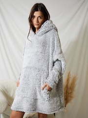 Threadbare Grey Oversized Fluffy Blanket Hoodie - Image 1 of 5