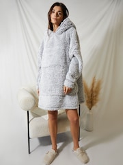 Threadbare Grey Oversized Fluffy Blanket Hoodie - Image 3 of 5