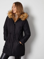 Threadbare Black Reversible Hooded Padded Coat - Image 1 of 5