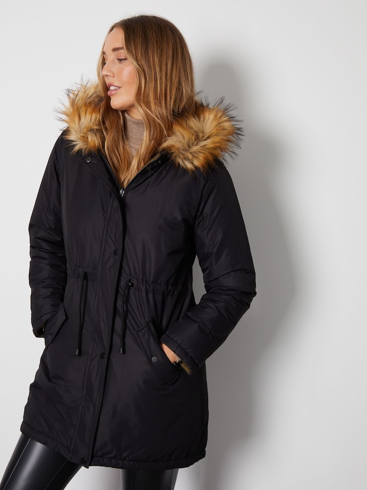 Threadbare Black Reversible Hooded Padded Coat - Image 1 of 5