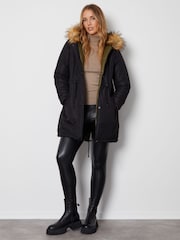 Threadbare Black Reversible Hooded Padded Coat - Image 3 of 5