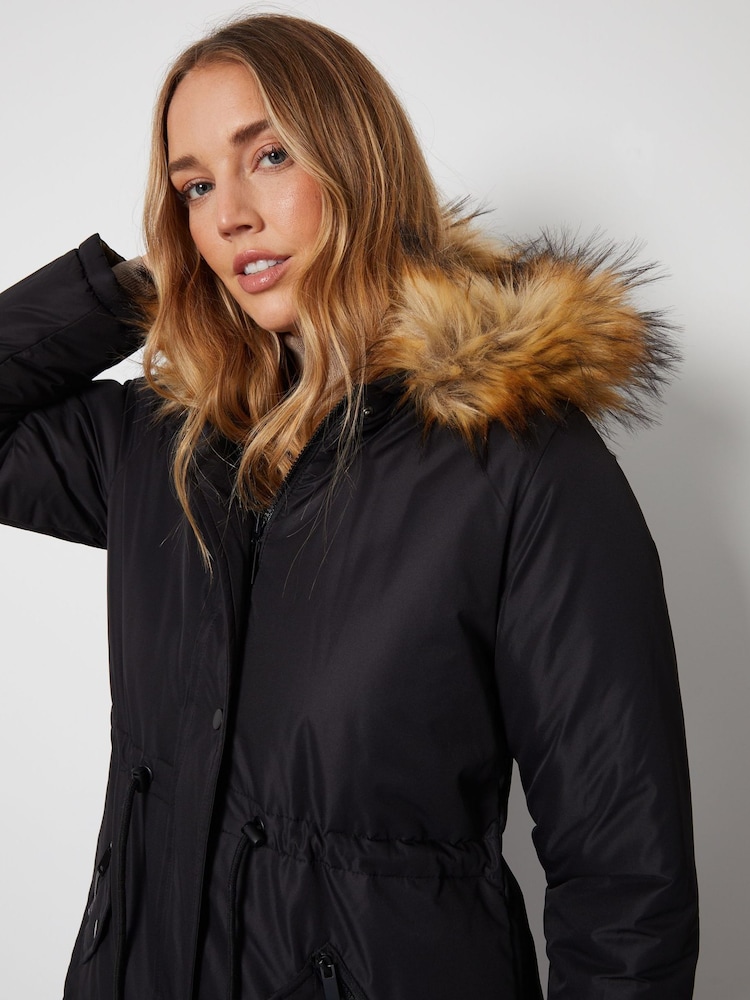 Threadbare Black Reversible Hooded Padded Coat - Image 5 of 5