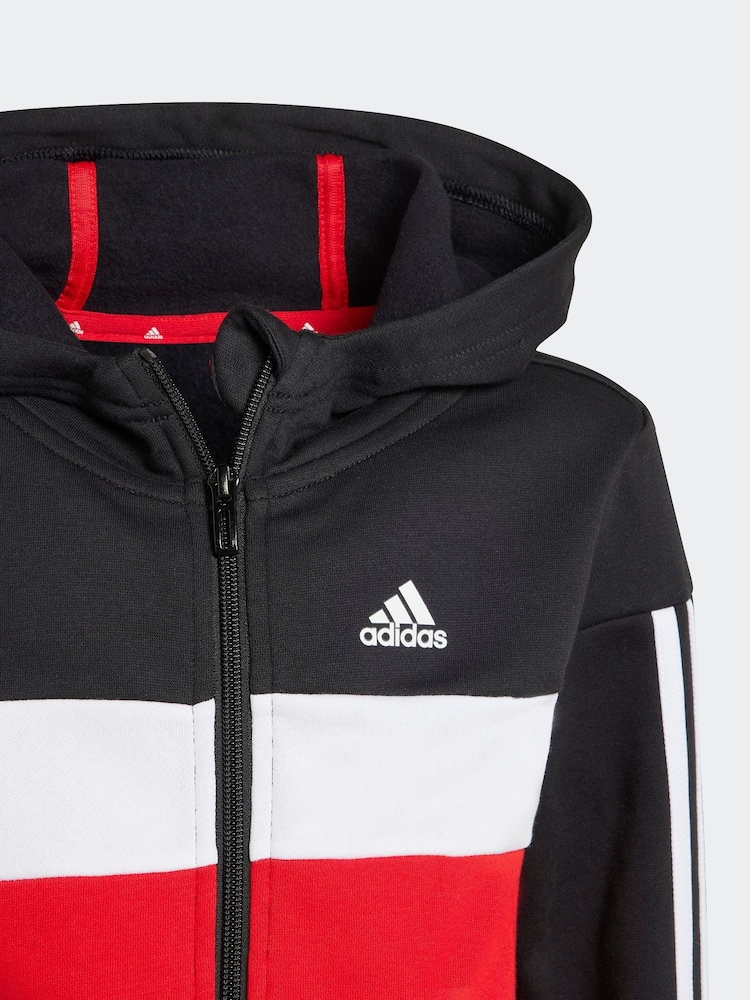 adidas Red Kids Sportswear Tiberio 3-Stripes Colorblock Fleece Tracksuit - Image 4 of 6