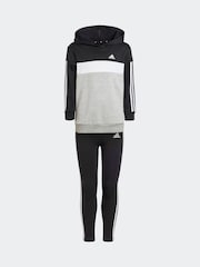 adidas Black Kids Sportswear Tiberio 3-Stripes Colorblock Fleece Leggings Set - Image 1 of 8
