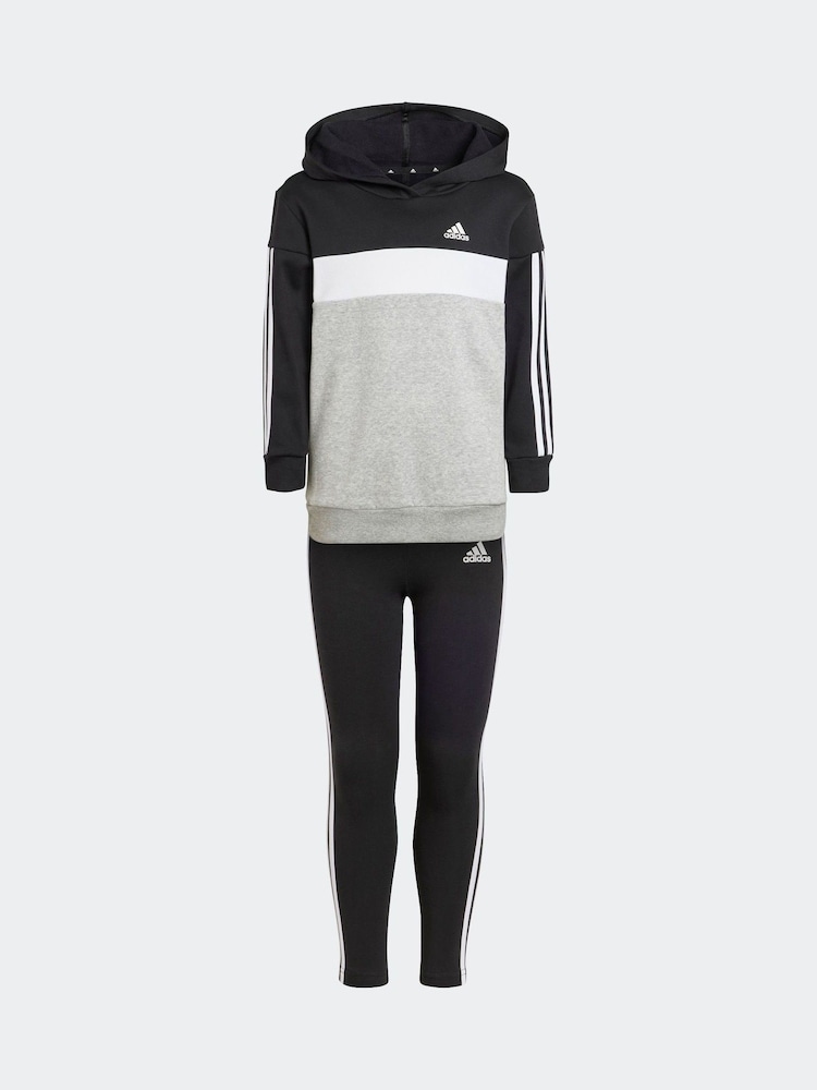 adidas Black Kids Sportswear Tiberio 3-Stripes Colorblock Fleece Leggings Set - Image 1 of 8