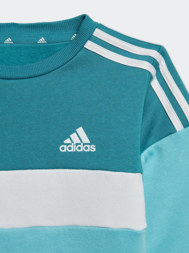 adidas Blue Kids Sportswear Tiberio 3-Stripes Colourblock Tracksuit Set - Image 2 of 4 adidas Blue Kids Sportswear Tiberio 3-Stripes Colourblock Tracksuit Set - Image 2 of 4