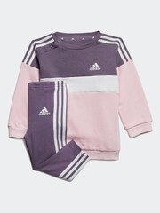 adidas Purple Infant 3-Stripe Tracksuit - Image 1 of 4