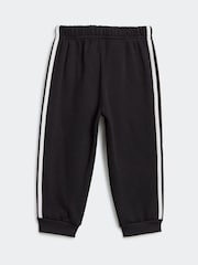 adidas Black/Red Kids Sportswear Tiberio 3-Stripes Colourblock Fleece Tracksuit - Image 4 of 7