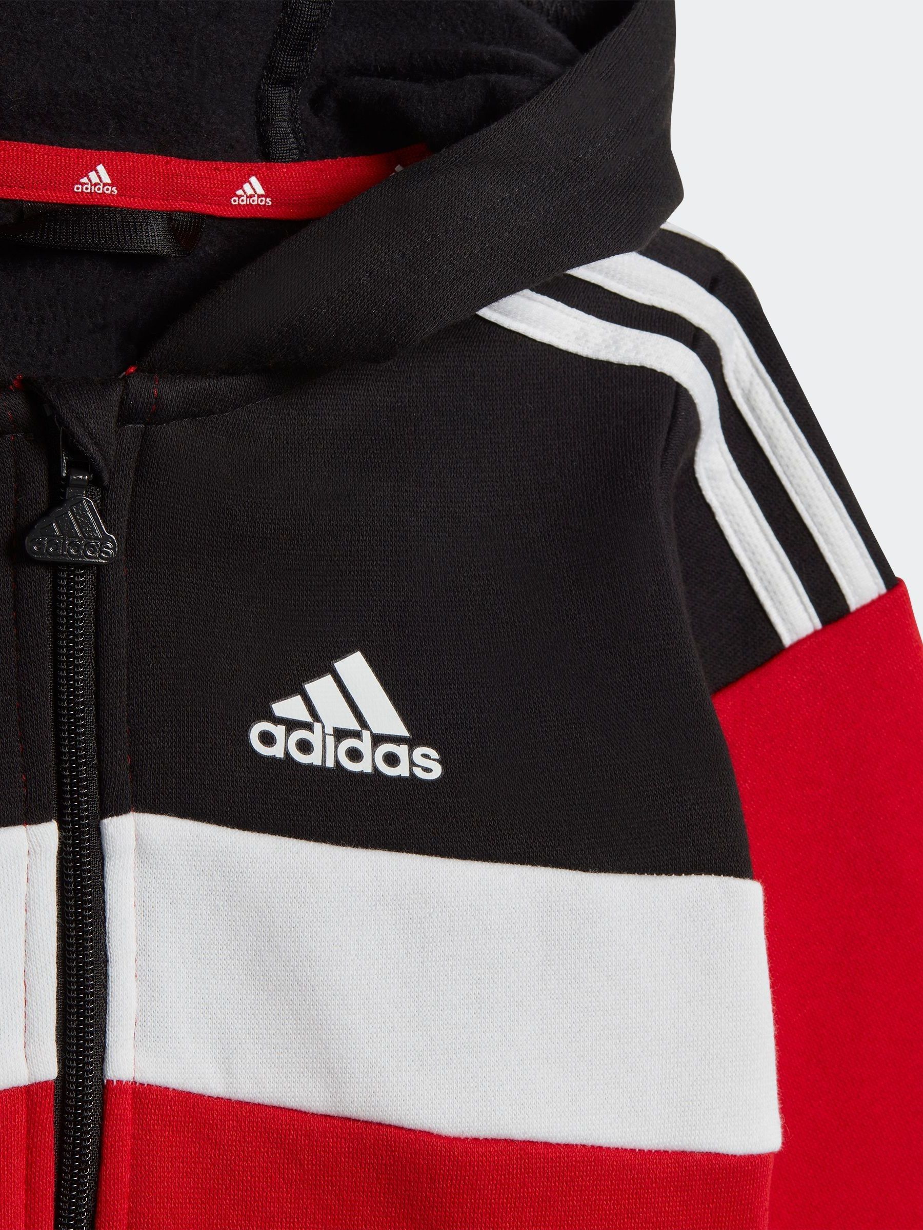 Adidas tracksuit black red stripes online