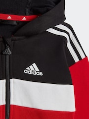 adidas Black/Red Kids Sportswear Tiberio 3-Stripes Colourblock Fleece Tracksuit - Image 5 of 7