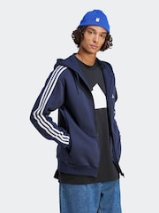 adidas Blue Essentials Fleece 3 Stripes Zip-Up Hoodie - Image 3 of 7
