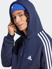 adidas Blue Essentials Fleece 3 Stripes Zip-Up Hoodie - Image 4 of 7