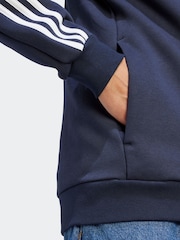 adidas Blue Essentials Fleece 3 Stripes Zip-Up Hoodie - Image 6 of 7