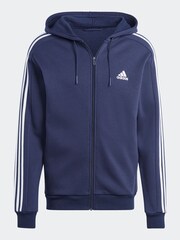 adidas Blue Essentials Fleece 3 Stripes Zip-Up Hoodie - Image 7 of 7