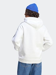 adidas White Essentials Fleece 3-Stripes 100% Cotton Hoodie - Image 3 of 6