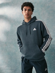 adidas Grey Essentials Fleece 3-Stripes Hoodie - Image 1 of 7