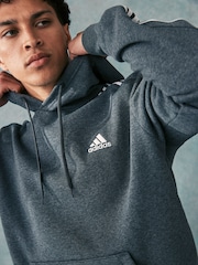 adidas Grey Essentials Fleece 3-Stripes Hoodie - Image 5 of 7