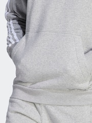 adidas Light Grey Essentials Fleece 3-Stripes 100% Cotton Hoodie - Image 7 of 8