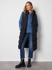 Threadbare Black Longline Hooded Padded Puffer Coat - Image 4 of 6