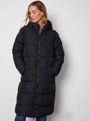 Threadbare Black Longline Hooded Padded Puffer Coat - Image 5 of 6