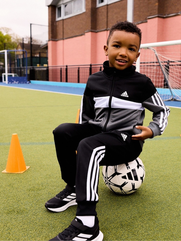 adidas Black Kids Sportswear Tiberio 3-Stripes Colorblock Shiny Tracksuit - Image 1 of 6