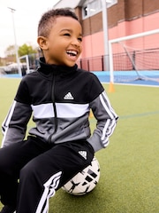 adidas Black Kids Sportswear Tiberio 3-Stripes Colorblock Shiny Tracksuit - Image 3 of 6