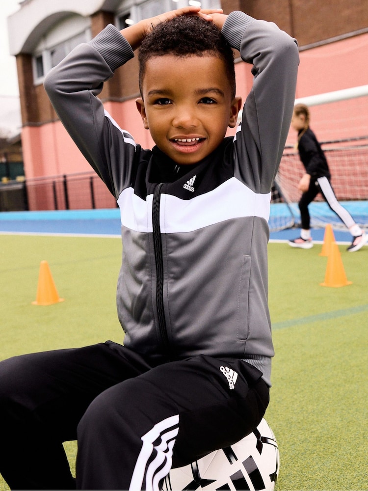 adidas Black Kids Sportswear Tiberio 3-Stripes Colorblock Shiny Tracksuit - Image 4 of 6