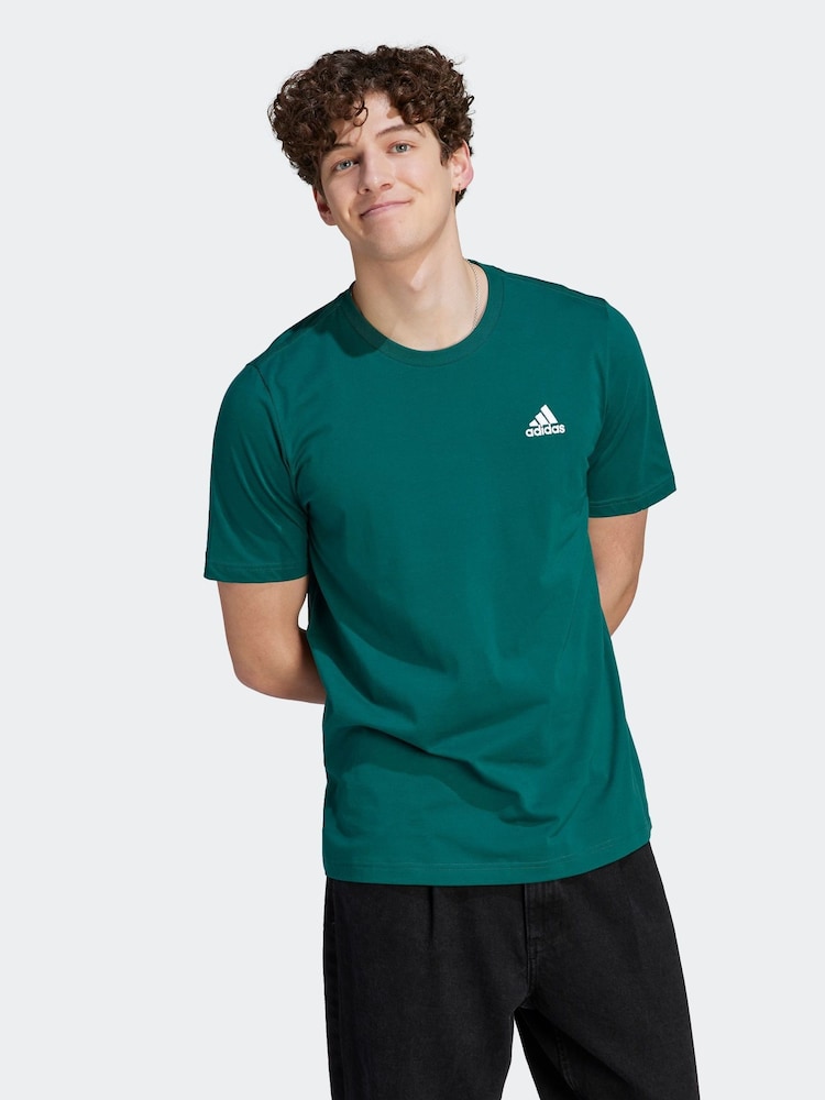 adidas Green Essentials Single Jersey Embroidered Small Logo 100% Cotton T-Shirt - Image 1 of 7 adidas Green Essentials Single Jersey Embroidered Small Logo 100% Cotton T-Shirt - Image 1 of 7