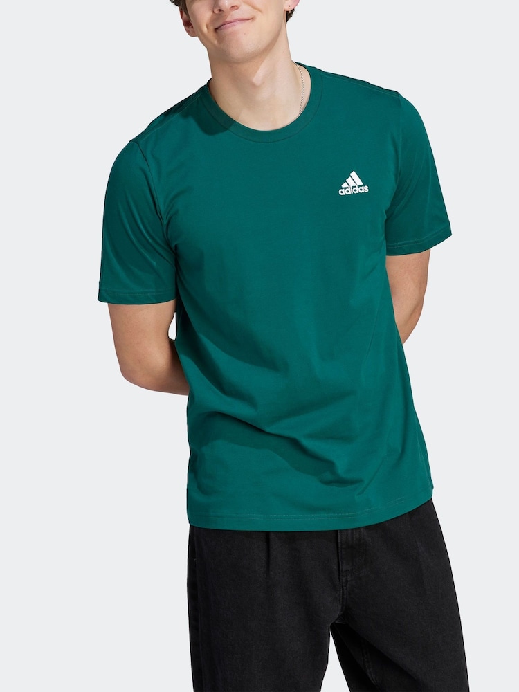 adidas Green Essentials Single Jersey Embroidered Small Logo 100% Cotton T-Shirt - Image 2 of 7 adidas Green Essentials Single Jersey Embroidered Small Logo 100% Cotton T-Shirt - Image 2 of 7