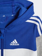 adidas Blue/Grey Kids Tiberio 3-Stripes Colorblock Fleece Tracksuit - Image 2 of 4