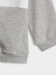 adidas Blue/Grey Kids Tiberio 3-Stripes Colorblock Fleece Tracksuit - Image 3 of 4