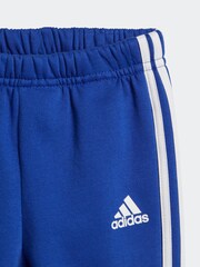 adidas Blue/Grey Kids Tiberio 3-Stripes Colorblock Fleece Tracksuit - Image 4 of 4