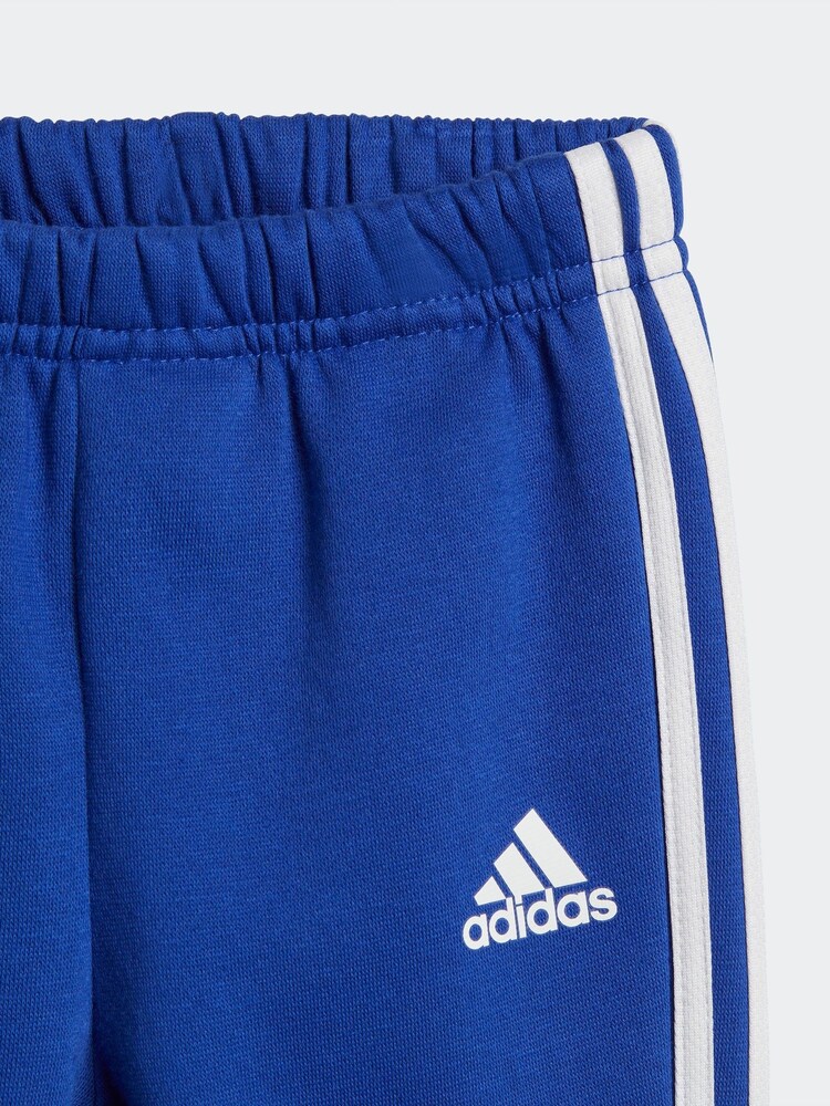 adidas Blue/Grey Kids Tiberio 3-Stripes Colorblock Fleece Tracksuit - Image 4 of 4