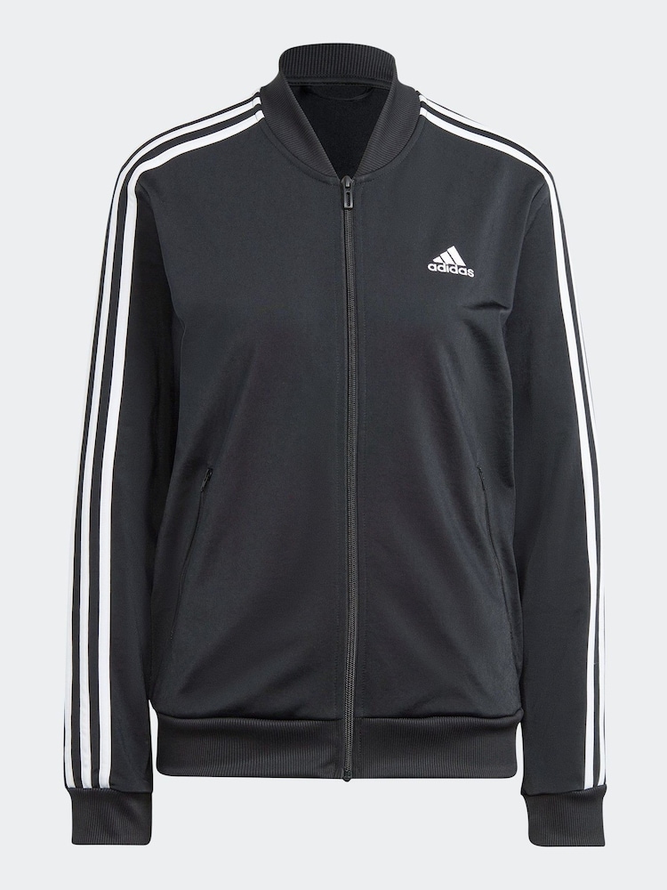 adidas Black 3 Stripe Essentials Tracksuit - Image 10 of 11