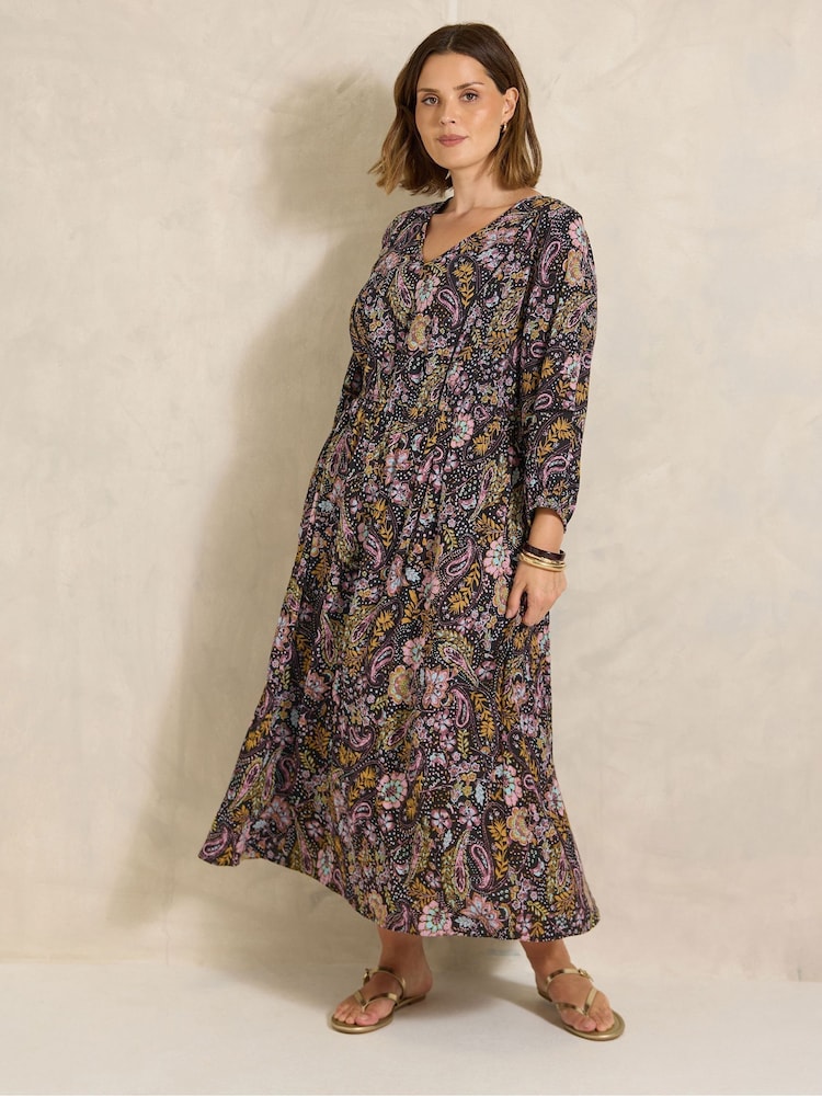Evans Black Paisley Boho Dress - Image 1 of 5