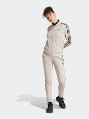 adidas Light Brown 3 Stripe Essentials Tracksuit - Image 10 of 10