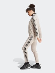 adidas Light Brown 3 Stripe Essentials Tracksuit - Image 4 of 10