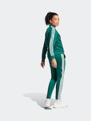 adidas Dark Green 3 Stripe Essentials Tracksuit - Image 2 of 8