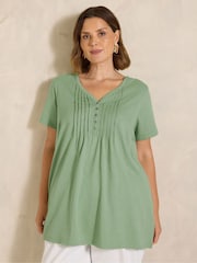 Evans Green Short Sleeve Henley Top - Image 1 of 5