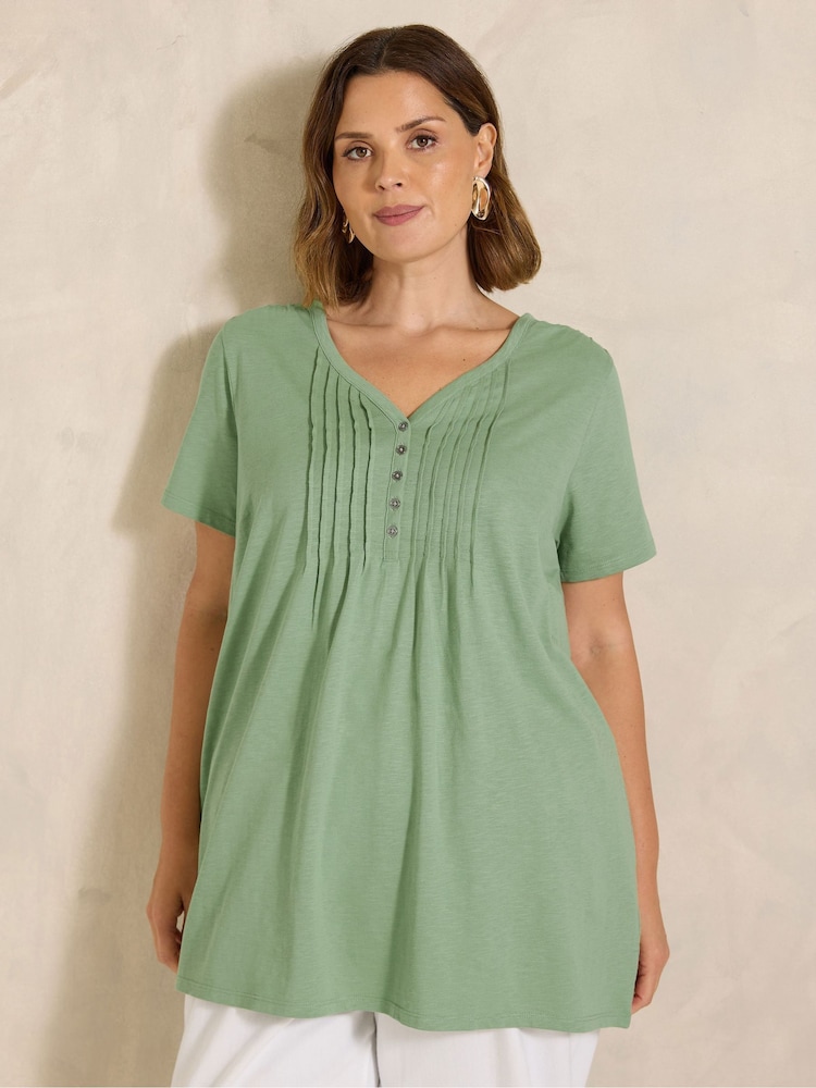Evans Green Short Sleeve Henley Top - Image 1 of 5 Evans Green Short Sleeve Henley Top - Image 1 of 5