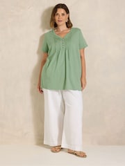 Evans Green Short Sleeve Henley Top - Image 2 of 5