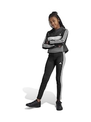 črna - Adidas Otroška športna oblačila Tiberio 3-črtast; progast Colorblock Fleece Leggings Set - Slika 1 iz 4