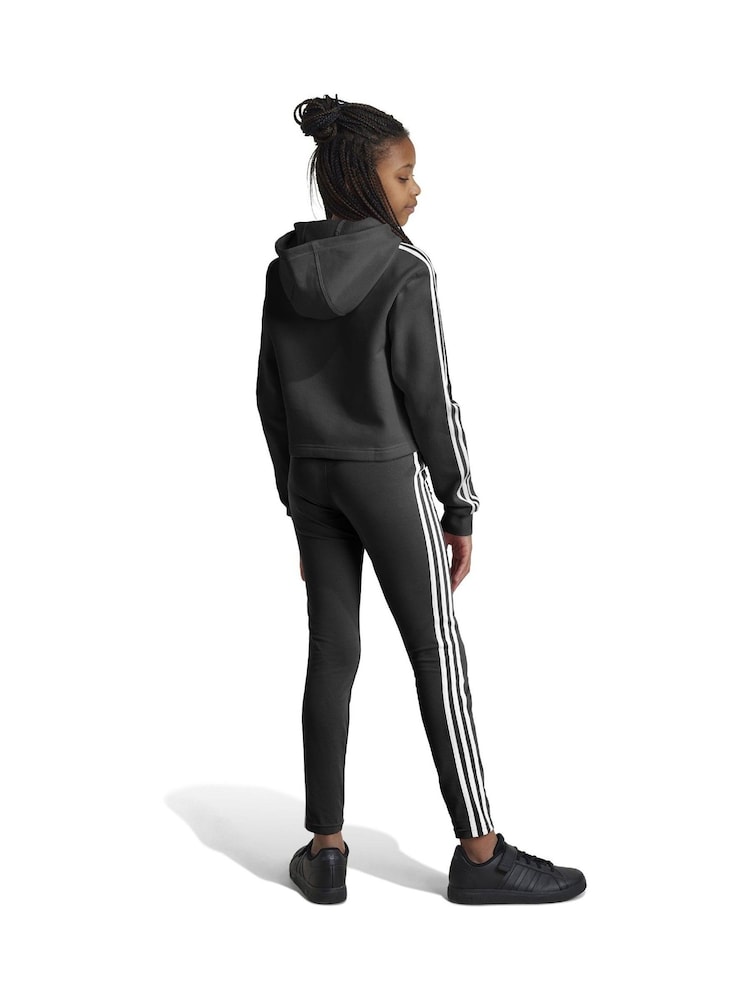 črna - Adidas Otroška športna oblačila Tiberio 3-črtast; progast Colorblock Fleece Leggings Set - Slika 2 iz 4