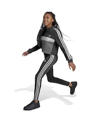 črna - Adidas Otroška športna oblačila Tiberio 3-črtast; progast Colorblock Fleece Leggings Set - Slika 3 iz 4