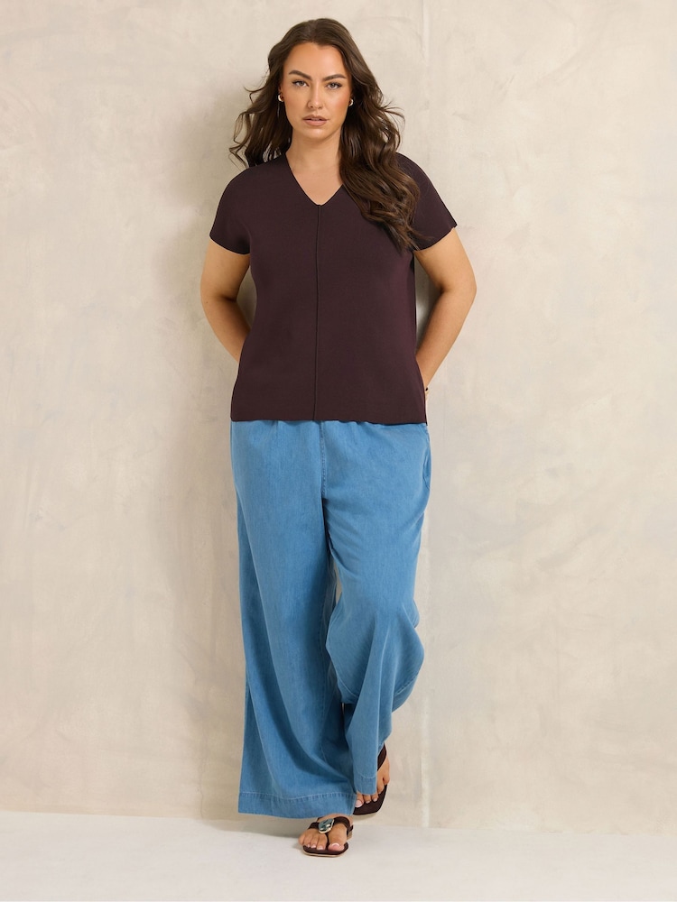 Evans Brown V-Neck Knitted Top - Image 2 of 5
