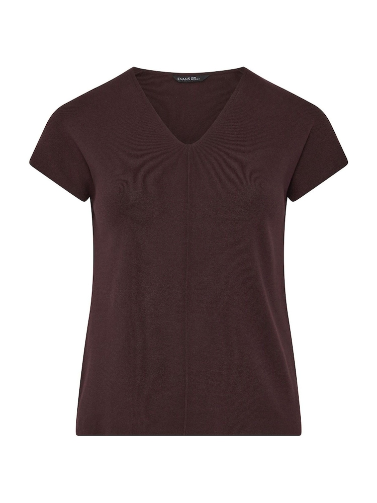 Evans Brown V-Neck Knitted Top - Image 5 of 5
