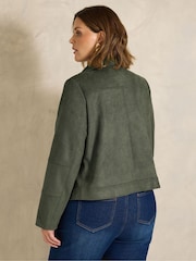 Evans Green Suedette Biker Jacket - Image 2 of 5