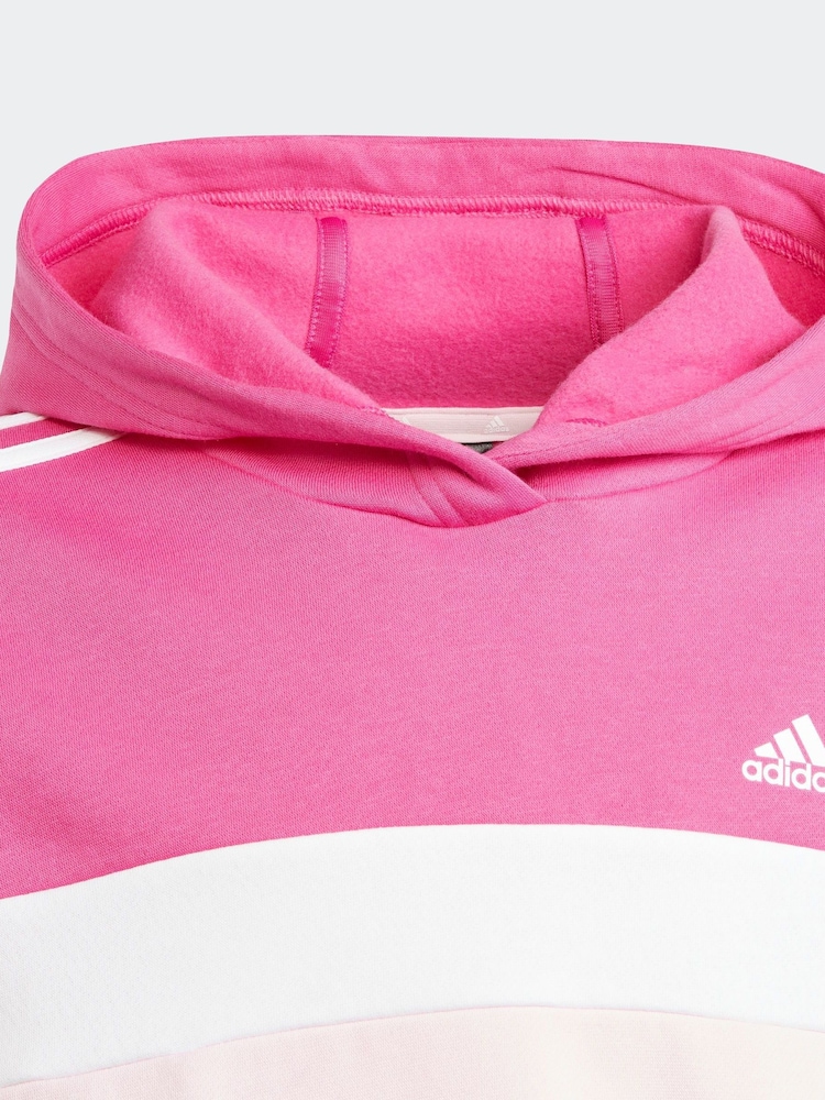 Różowy/czarny - Zestaw dziecięcy adidas Sportswear Tiberio 3-stripes w bloki kolorów z polarowymi legginsami - Image 10 of 12