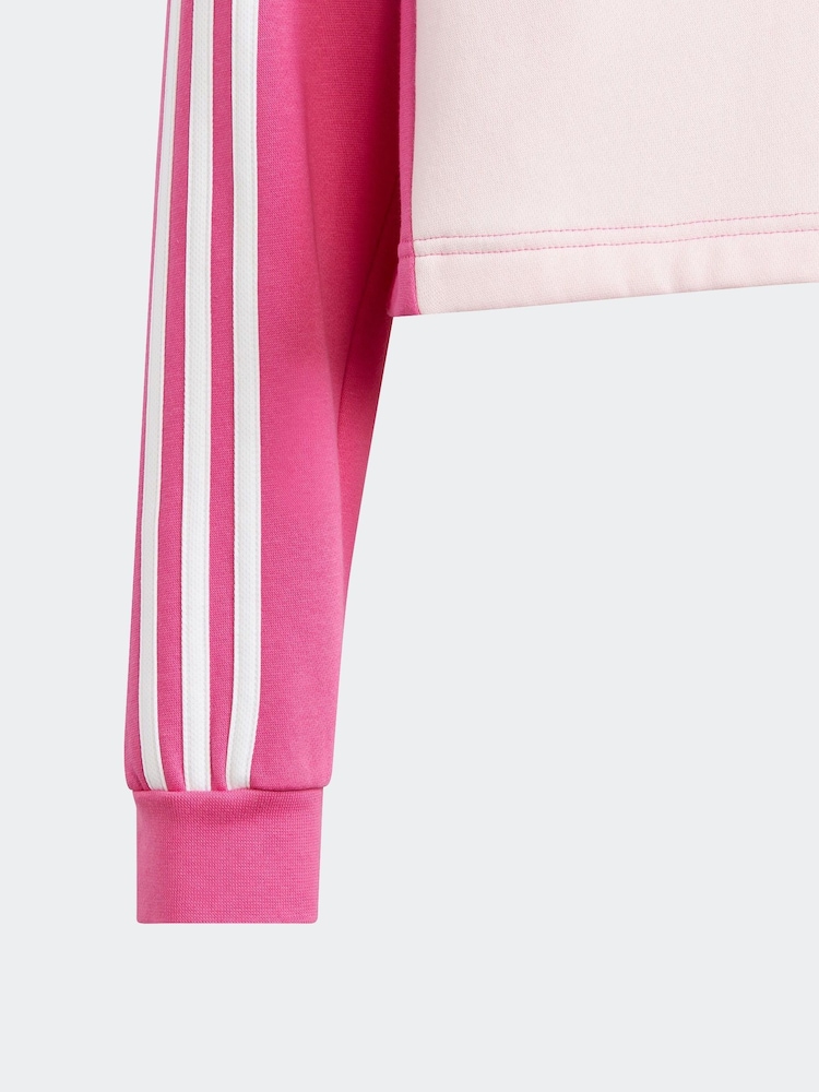 Różowy/czarny - Zestaw dziecięcy adidas Sportswear Tiberio 3-stripes w bloki kolorów z polarowymi legginsami - Image 11 of 12